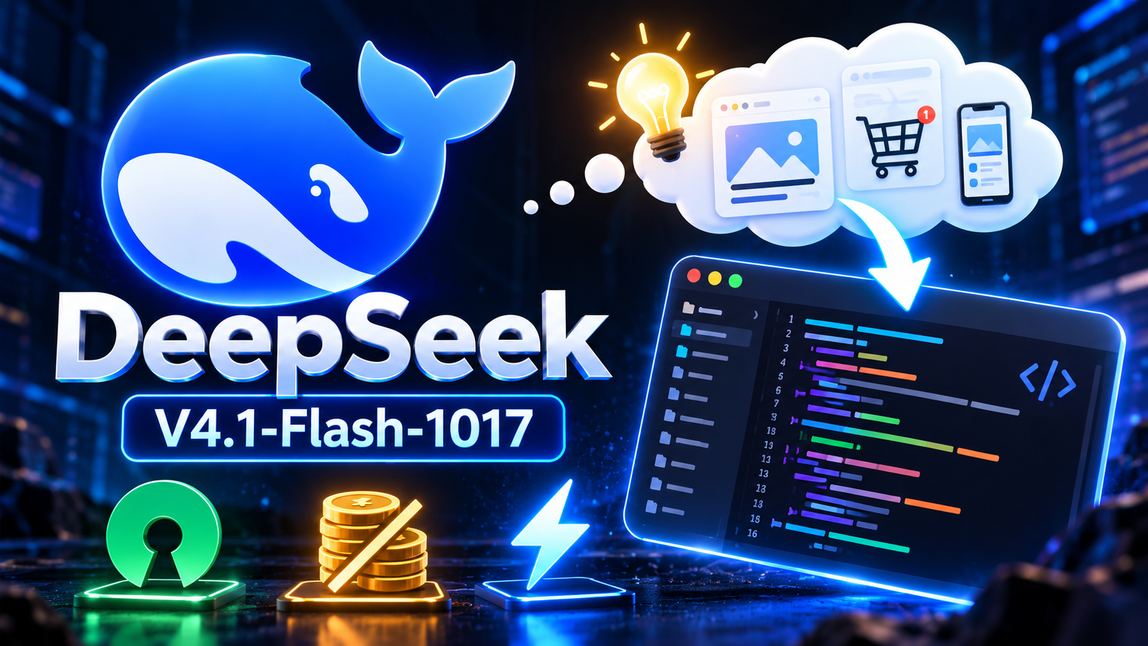DeepSeek تطلق نموذج DeepSeek-V4.1-Flash-1017 مفتوح المصدر بقدرات تكتب الكود من "الأمنيات" وبتكلفة شبه مجانية