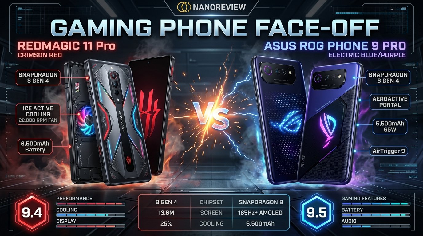 مقارنة RedMagic 11 Pro و ROG Phone 9 Pro: صراع وحوش الألعاب في 2026