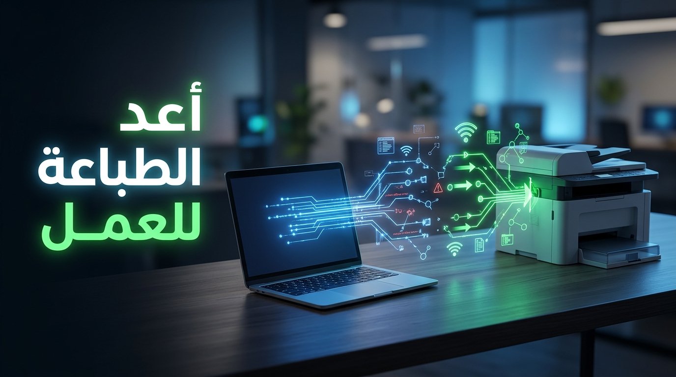 حل مشكلة الطابعة غير متصلة Printer Offline وتعليق أوامر الطباعة