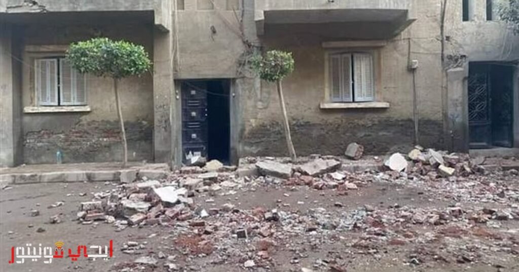 صورة لموقع انهيار بلكونة في قرية بنوفر بالغربية