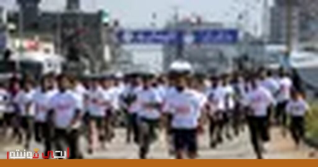 مشاركون في ماراثون زايد يقطعون أربعة كيلومترات في قطاع غزة صورة: ماراثون زايد