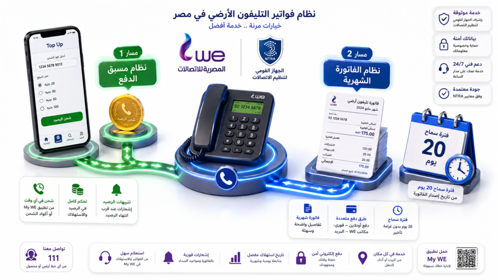 الاستعلام عن فاتورة التليفون الأرضي 2026