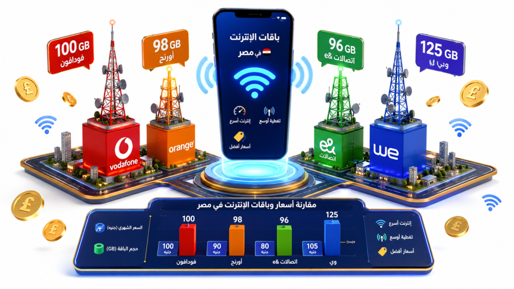 أفضل باقات الموبايل إنترنت في مصر 2026 (أسعار وسعات) أفضل باقات الموبايل إنترنت في مصر 2026