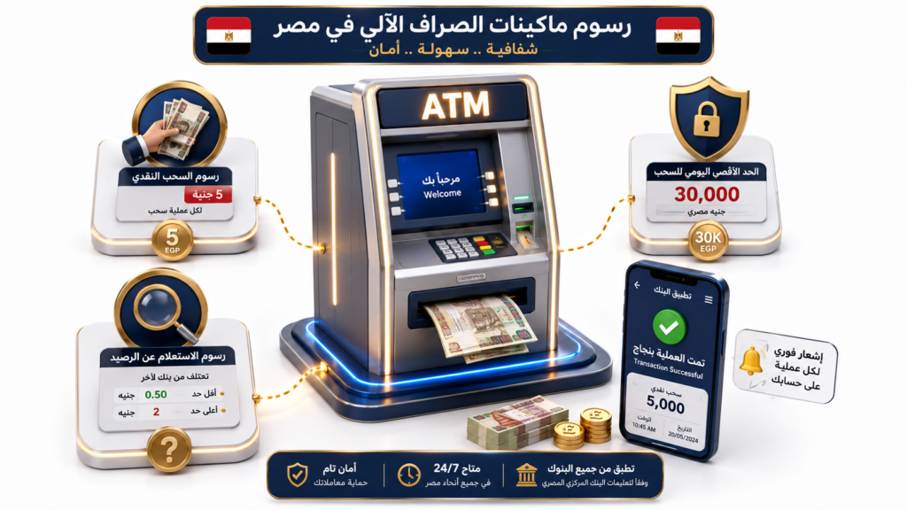 رسوم السحب والاستعلام من ماكينات ATM للبنوك الأخرى