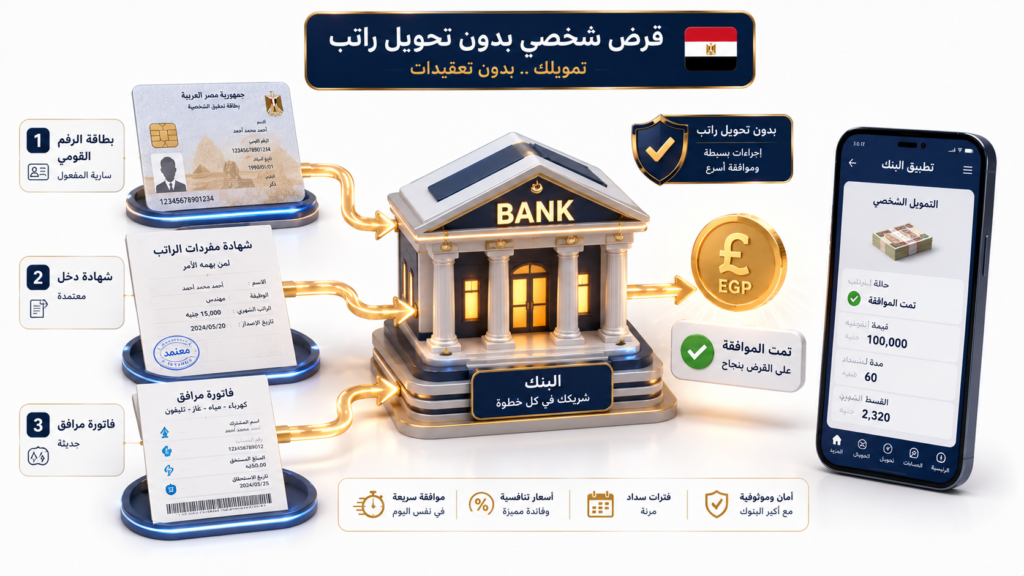 شروط قرض شخصي بالبطاقة ومفردات المرتب فقط 2026