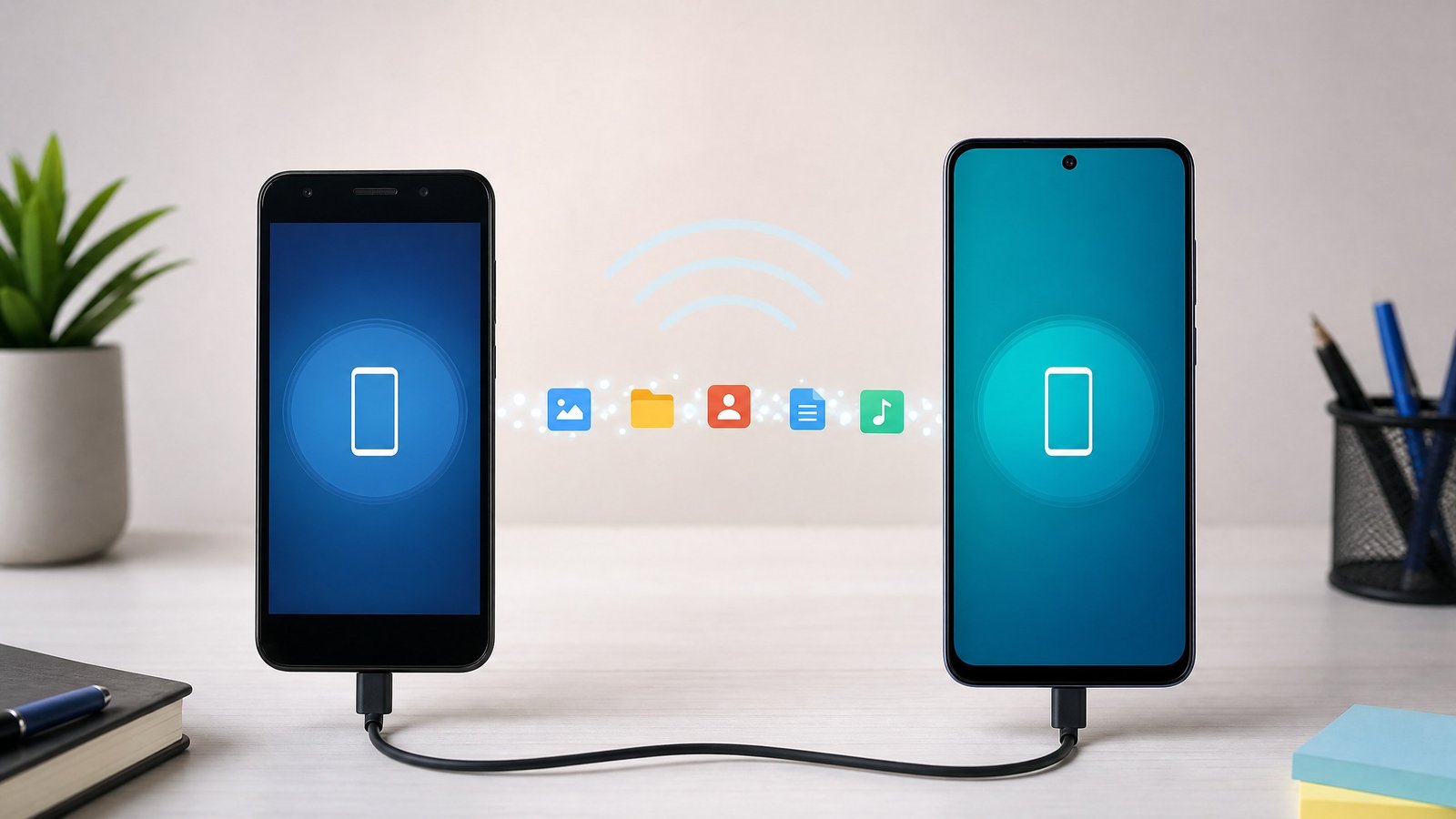 نقل البيانات بين هاتف Android القديم والجديد عبر كابل أو Wi-Fi