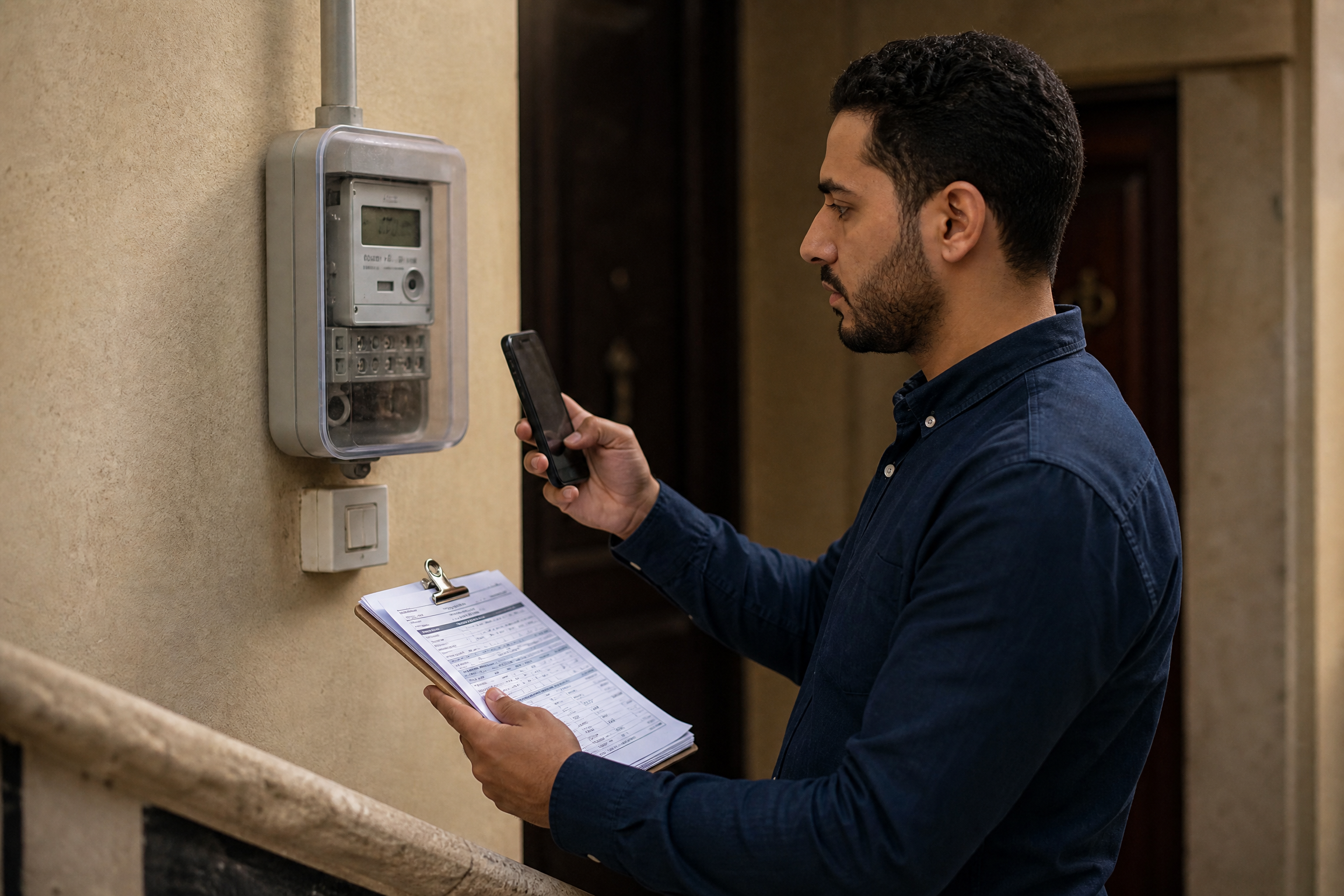 تسجيل قراءة عداد الكهرباء من خلال مشترك رجل في مصر