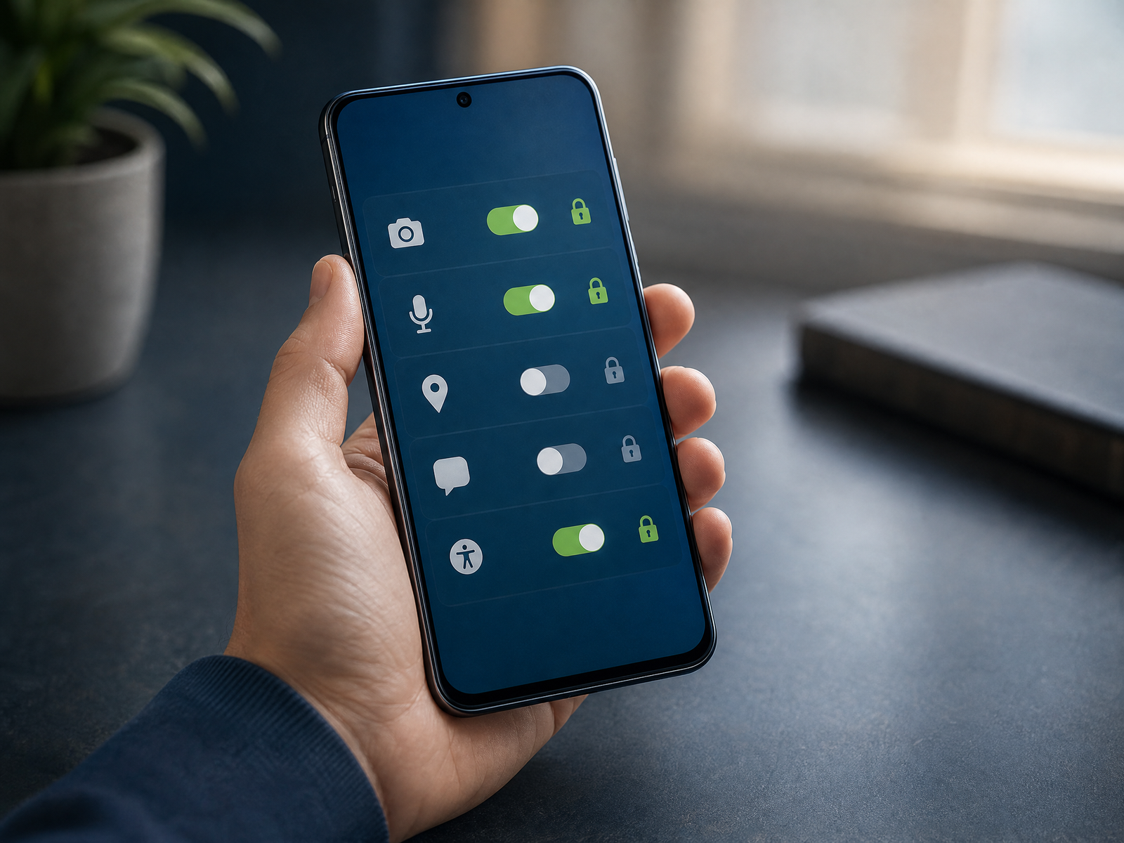 مراجعة أذونات التطبيقات على هاتف Android
