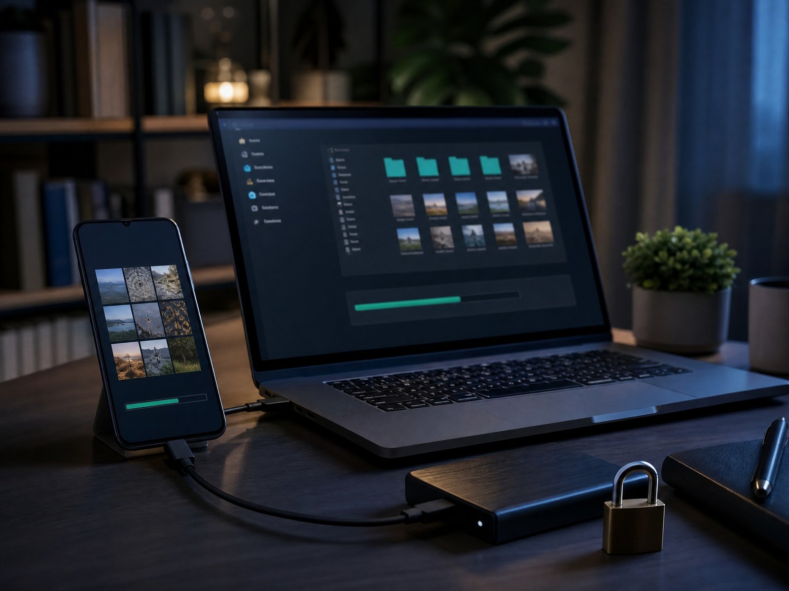 حماية الصور والملفات أثناء النقل بين الهاتف والكمبيوتر مع نسخة احتياطية وقفل للخصوصية
