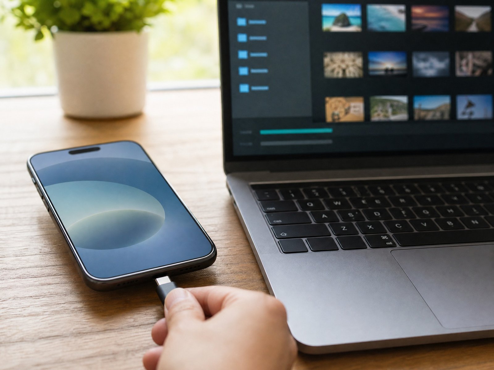 توصيل هاتف Android بالكمبيوتر عبر كابل بيانات لنقل الصور والملفات